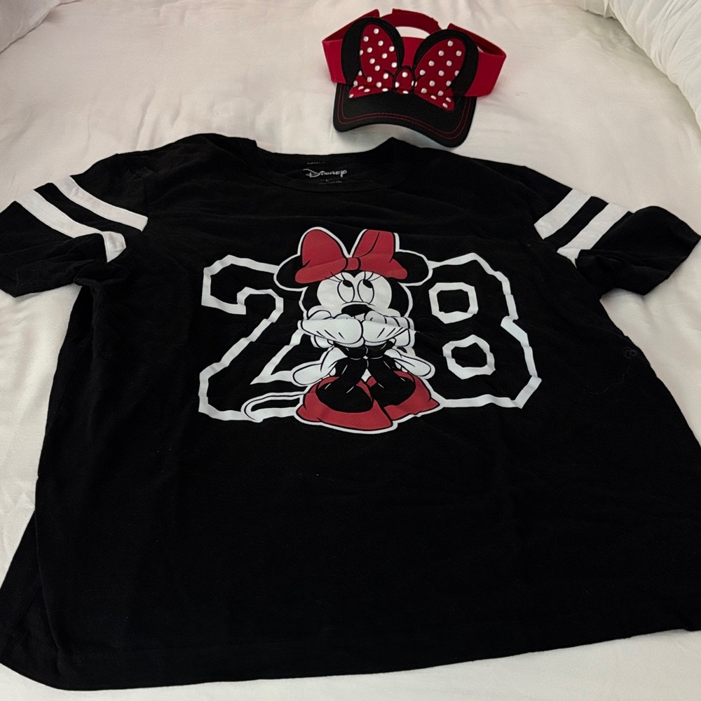 Disney Black and Red Minnie Mouse Tee AND Minnie Visor